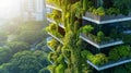 Towering Building Covered in Lush Green Plants Royalty Free Stock Photo