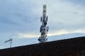 Telecommunications tower against blue sky Royalty Free Stock Photo