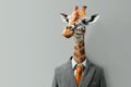 Towering Business suit giraffe head. Generate Ai Royalty Free Stock Photo