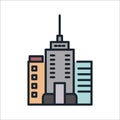 Towering City Building Icon Color Illustration Design