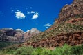 Towering cliffs in zion national park Royalty Free Stock Photo