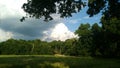 Towering clouds as thunderstorm builds in east