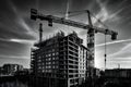 Majestic Crane Dominates Urban Construction Site (AI Generated) Royalty Free Stock Photo