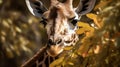 A towering giraffe nibbling on leaves created with Generative AI