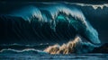 Towering high above the ocean, the colossal wave surged forward seeming to engulf everything in its path. Royalty Free Stock Photo