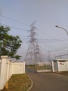 towering high-voltage cable poles