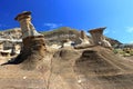 Hoodoos at East Coulee along Red Deer River near Drumheller, Alberta Royalty Free Stock Photo