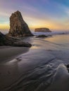 Towering majestic sea stacks at the Oregon Coast at sunset Royalty Free Stock Photo