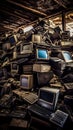 E-Waste Mountain: Recycled Laptops & Computers - generative ai