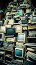 E-Waste Mountain: Recycled Laptops & Computers - generative ai