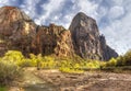Towering Mountains over the Virgin River Royalty Free Stock Photo