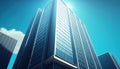 Towering office building stands against a clear blue sky in a striking corporate illustration Royalty Free Stock Photo