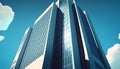 Towering office building stands against a clear blue sky in a striking corporate illustration Royalty Free Stock Photo