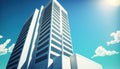 Towering office building stands against a clear blue sky in a striking corporate illustration Royalty Free Stock Photo