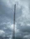 Towering radio transmitter towers stand tall against the sky Royalty Free Stock Photo