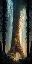 Towering Redwood Forests Ancient Wonder Mobile Wallpaper. Generative AI