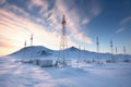 towering research antenna array in remote arctic