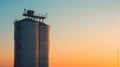 Towering Silo Beside Majestic Skyscraper Royalty Free Stock Photo