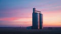 Towering Silo Beside Majestic Skyscraper Royalty Free Stock Photo