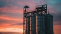Towering Silo Beside Majestic Skyscraper Royalty Free Stock Photo