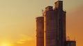 Towering Silo Beside Majestic Skyscraper Royalty Free Stock Photo