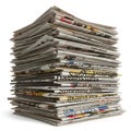 A towering stack of old newspapers ready for recycling or repurposing Royalty Free Stock Photo