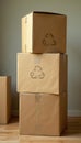A towering stack of used cardboard boxes ready for recycling , dumpster, monochrome, material