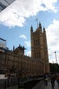 The towering structure of the great palace of Buckingham palace seen from the back, behind