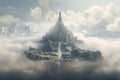 Towering structure rising above the clouds in a Royalty Free Stock Photo