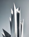 Towering Titanium Structures with Futuristic Angular Lines and Sweeping Curves.