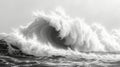 Towering Wave Crashing in Monochrome