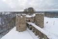 Towers and bridge of the ancient Koporskaya fortress Royalty Free Stock Photo