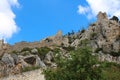 Towers of the castle of Saint Hilarion-the ancient residence of the kings of Cyprus, view from below. Cyprus Royalty Free Stock Photo