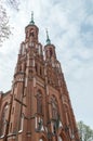 Towers of Cathedral of Immaculate Conception of the Blessed Virgin Mary. Cathedral in Siedlce, Poland