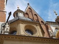 The towers of the cathedral. Wawel Castle in Krakow. Royalty Free Stock Photo