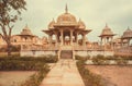 Towers on entrance of Gaitore Cenotaphs, royal cremation monuments of Rajputs, Jaipur, India.