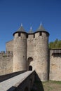 Towers of the fortress of Carcassonne (France). Royalty Free Stock Photo