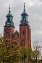 Towers of the gothic cathedral during autumn