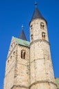 Towers of the Klosterkirche church in Magdeburg Royalty Free Stock Photo