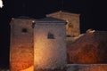 Towers of Momchil`s fortress, night scene