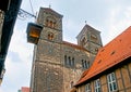 The towers of St Servatius Collegiate Church, Castle of Quedlinburg, Harz, Germany Royalty Free Stock Photo