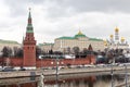 Towers of the Moscow Kremlin, the Grand Kremlin Palace, the Annunciation and Archangel Cathedrals Royalty Free Stock Photo