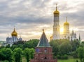 Towers of Moscow Kremlin at sunset, Russia Royalty Free Stock Photo