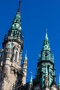 The towers of the neo-renaissance town hall in Liberec-Reichenberg