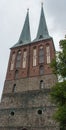 Towers of Nikolaikirche, the oldest church in Berlin Royalty Free Stock Photo