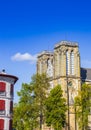 Towers of the Norte Dame church in Bayonne Royalty Free Stock Photo