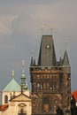 Towers of the old town in Prague,view from the Charles bridge Royalty Free Stock Photo