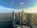 Towers of Paraiso District Edgewater Miami shot with aerial drone Royalty Free Stock Photo