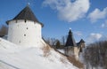Towers of Pechorsky monastery Royalty Free Stock Photo