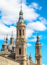 towers of the Pilar Cathedral in Zaragoza, Spain Royalty Free Stock Photo